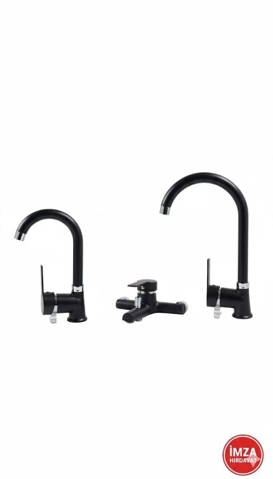 Yay Armatür Akasya 3 Lü Batarya Seti (Siyah)